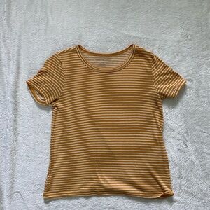 American Eagle Outfitters Yellow & White Striped T-Shirt